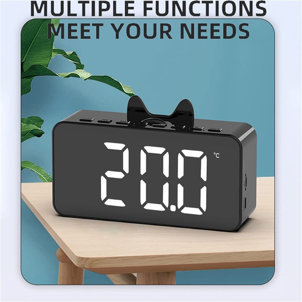 Reloj digital multifunción LED con reproductor de música, carga USB, despertador, decoración del hogar (negro como se muestra)