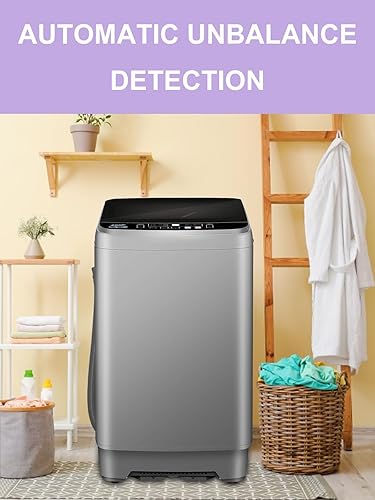 Miniatura 9 de KRIB BLING Lavadora completamente automática de 25 libras, lavadora portátil de 10 programas de lavado y 8 niveles de agua con pantalla LED, bomba