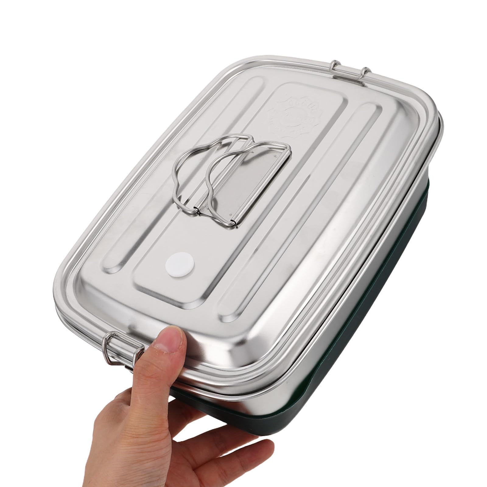 Portapranzo in Acciaio Inossidabile 3 Scomparti, Resistente Agli Urti e Portatile, per Viaggi e Lavoro, Contenitore Pranzo con Separatore in Argento