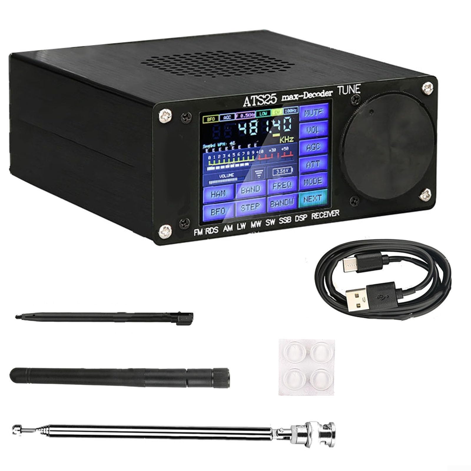 RANRAO ATS-25max-Decoder Si4732A10 Receptor de banda completa Soporte CW RTTY FT8 FT4 SW MW Batería de litio incorporada 3000mA, 1511067946