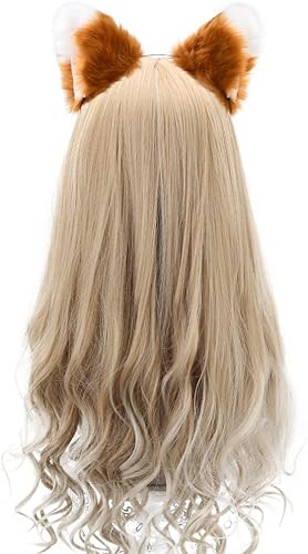 Miniatura 105 de HODRME - Diadema de orejas y cuernos de animales de felpa, para Halloween, Navidad, festival, fiesta temática de animales, cosplay, o disfraz