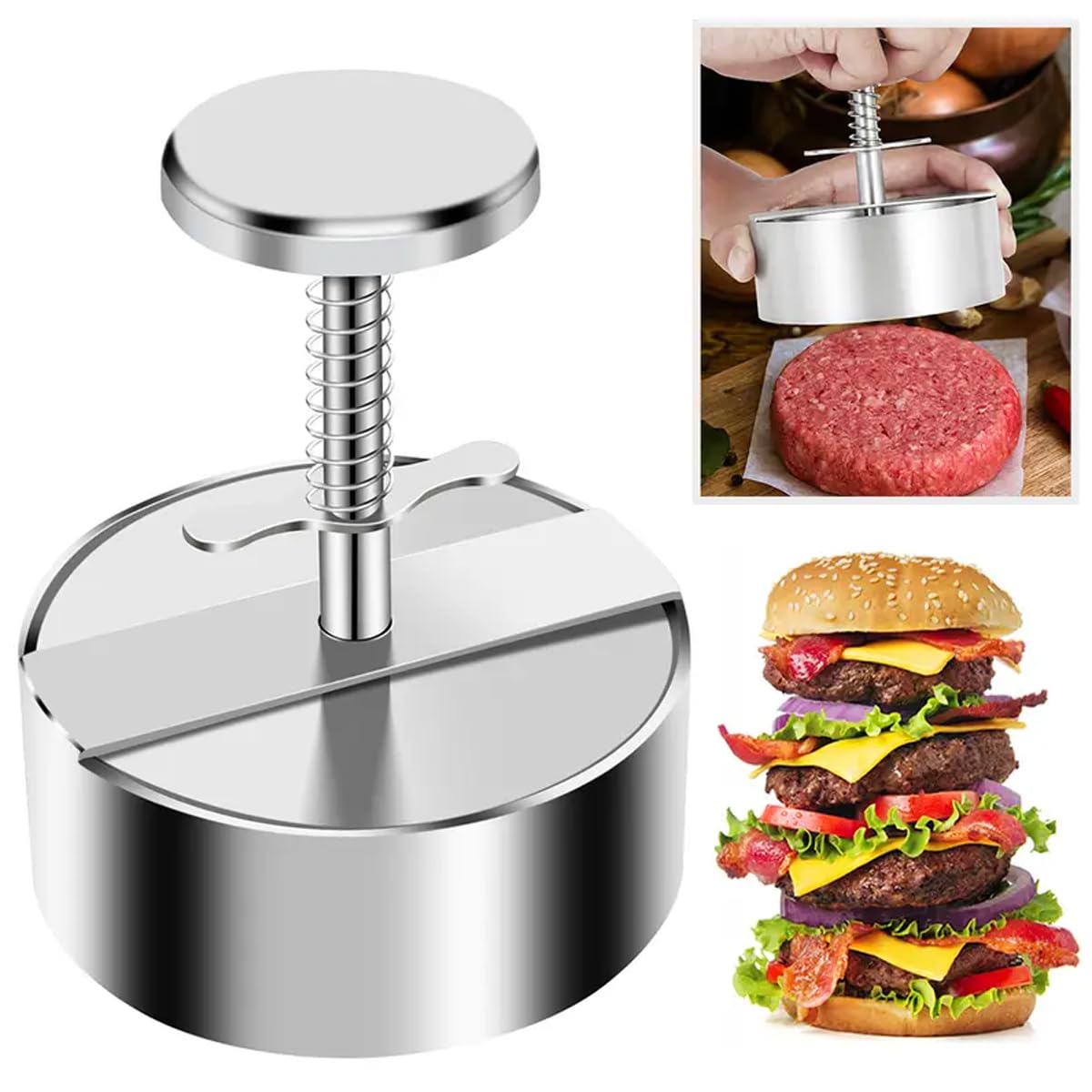 Stainless Steel Burger Press - Make Perfect Patties! -1 Stainless Steel Burger Press - Make Perfect Patties! -1