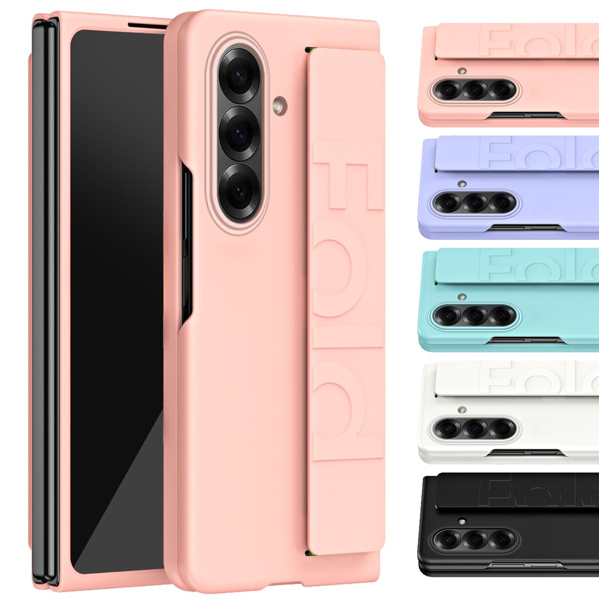 Étui avec dragonne pour Galaxy Z Fold8 coque rigide rose - 8