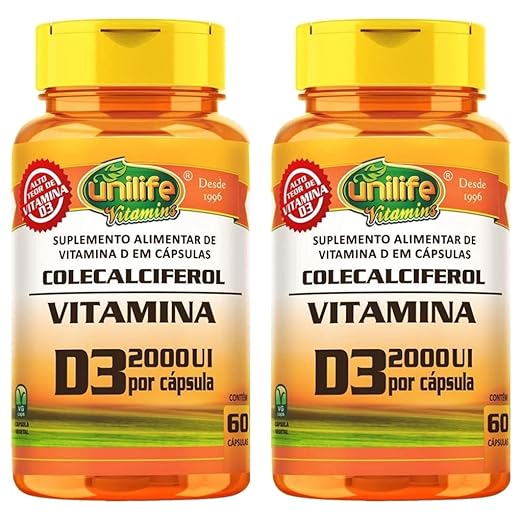 Vitamina D3 2000 UI - 2 unidades de 60 Cápsulas - Unilife