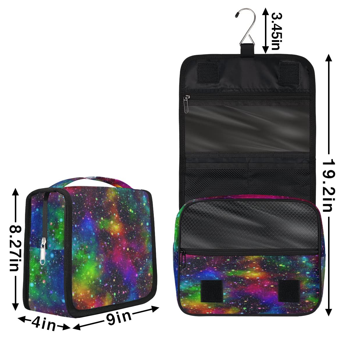 Galaktyka Kolorowa Podróżna Kosmetyczka Abstrakcyjna Galaktyka Mycie Torba Unisex Wiszące przybory toaletowe Kosmetyczka Organizer do makijażu, wielobarwny, Jeden rozmiar
