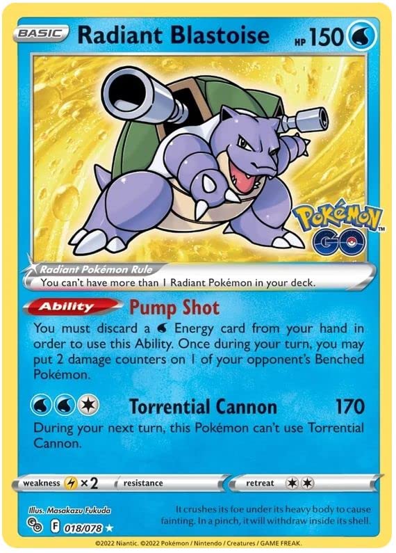 Radiant Blastoise 018/078 Rare Radiant Pokemon Card (Pokemon GO