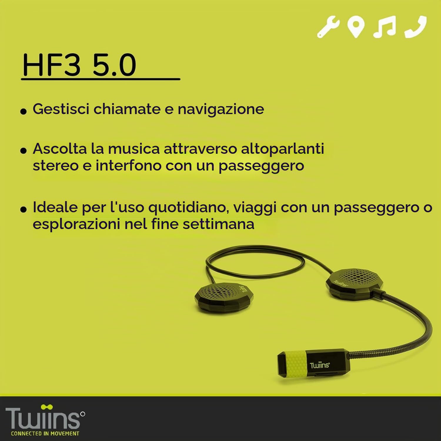 Generico Twiins Smartduo HF2 + HF3 Bluetooth Intercom 5.0 Kit Interfono