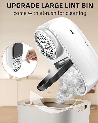 Miniatura 6 de Afeitadora de tela, removedor de pelusa con cepillo, cuchillas de 6 hojas, afeitadora portátil para suéter recargable, funciona con batería de 2600