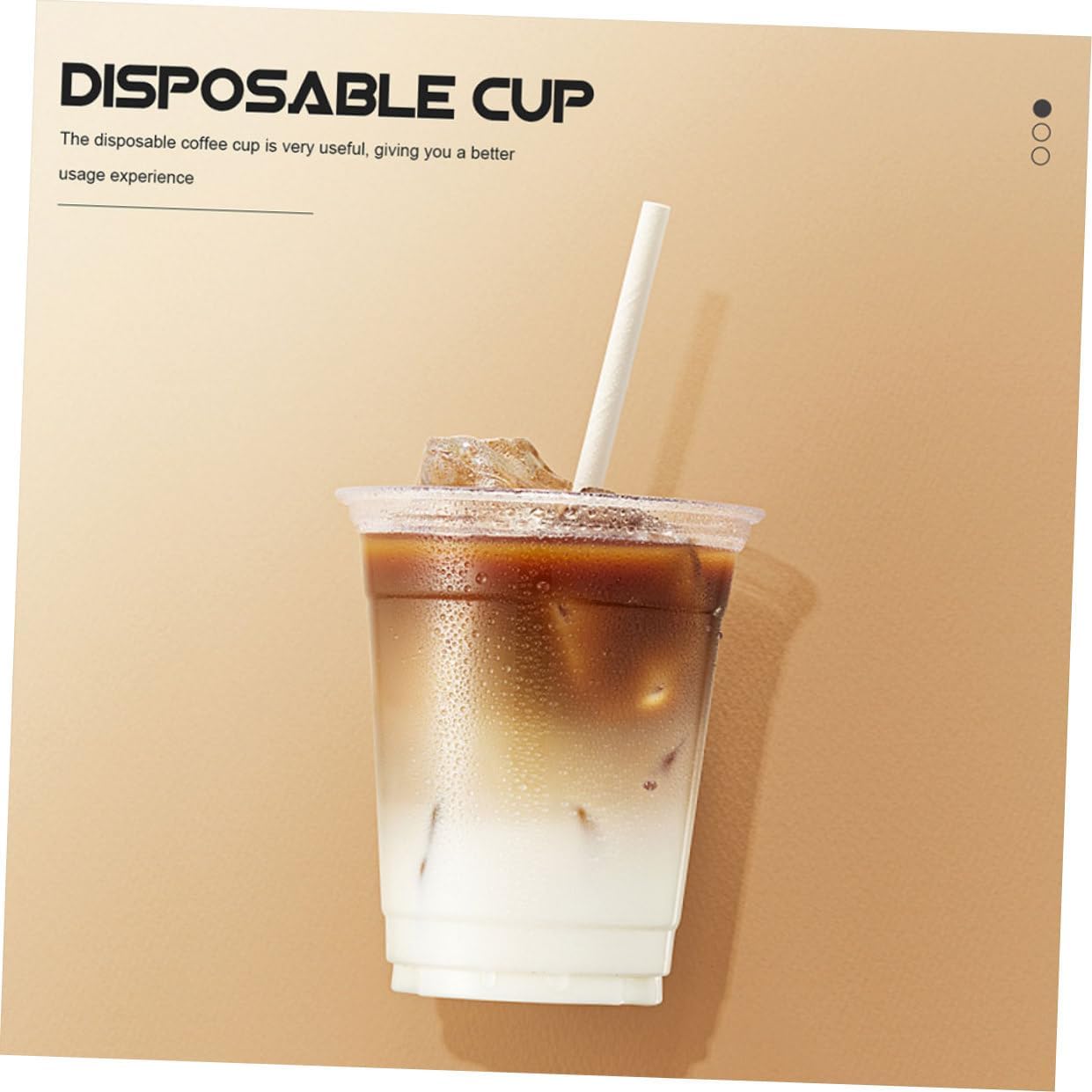 100 Pack 10oz Pet Plastic Disposable Milk Coffee Cups with Flat Lids, Portable Cold Drink Juice Cups for Parties and Takeaway