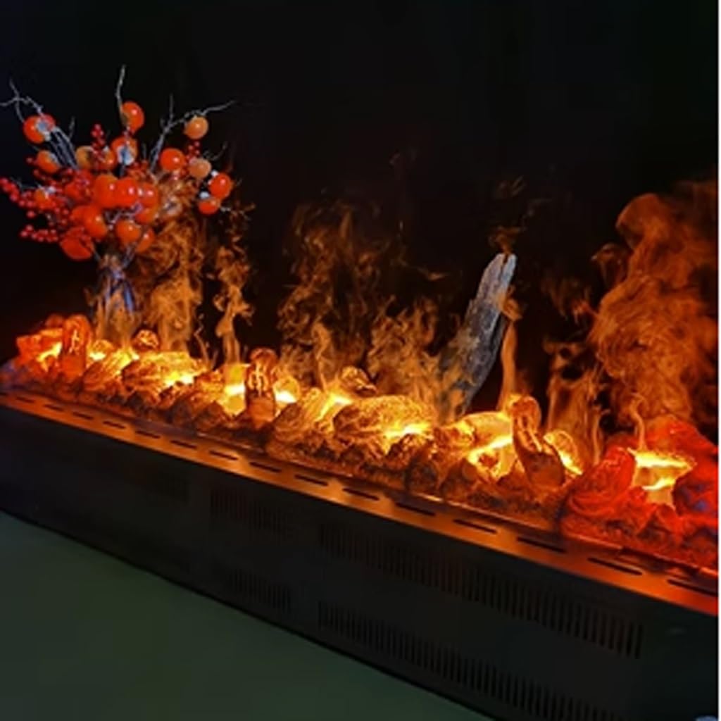 Kominek elektryczny, atomizowany nawilżacz kominka 3D, elektroniczny, dekoracyjny kominek, wbudowany symulacja pary wodnej, węgiel drzewny, inteligentny, sztuczny płomień, grzejnik kominkowy (180 cm)