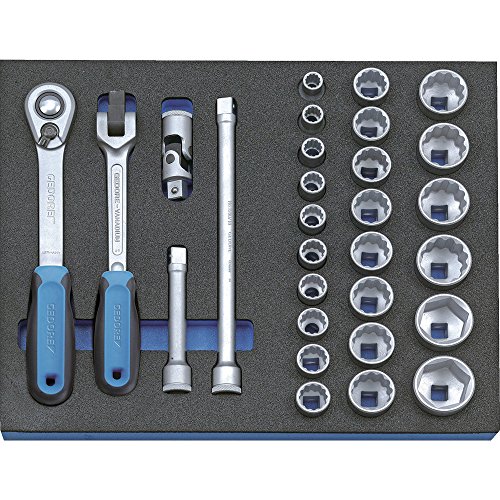 GEDORE Steckschlüssel-Sortiment 1/2' in Check-Tool-Modul, 29-tlg, 1 Stück, 2005 CT2-D 19