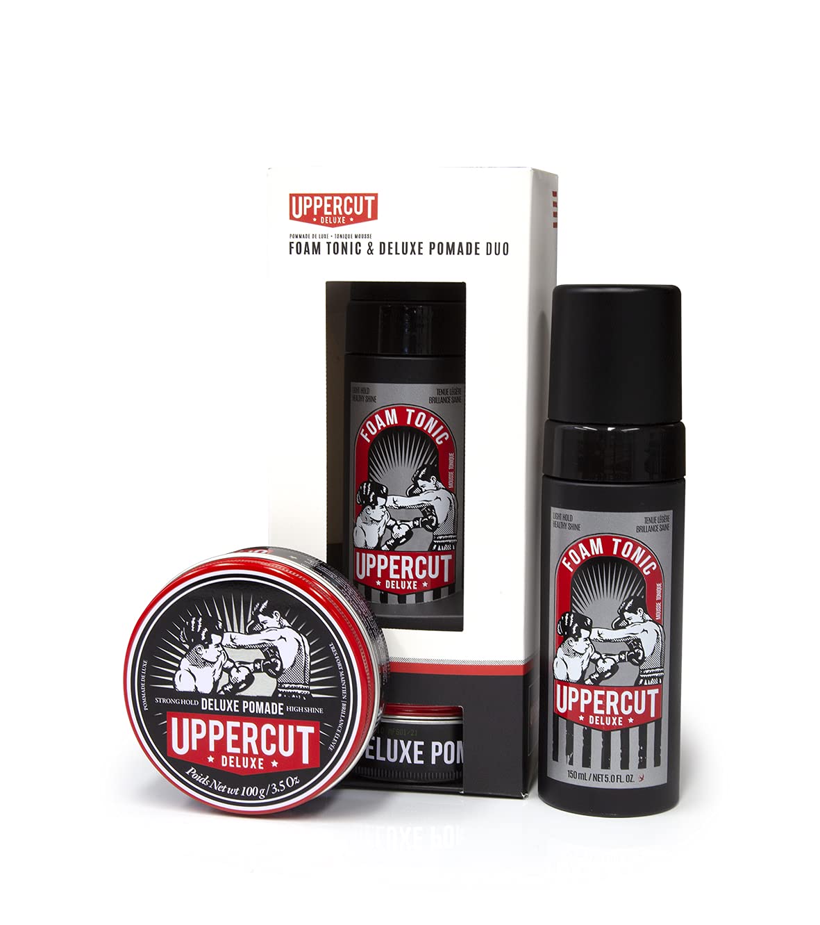 Uppercut Deluxe Matte Pomade with Strong Hold 100g and Deluxe Foam Tonic 150ml Duo, Gift Set