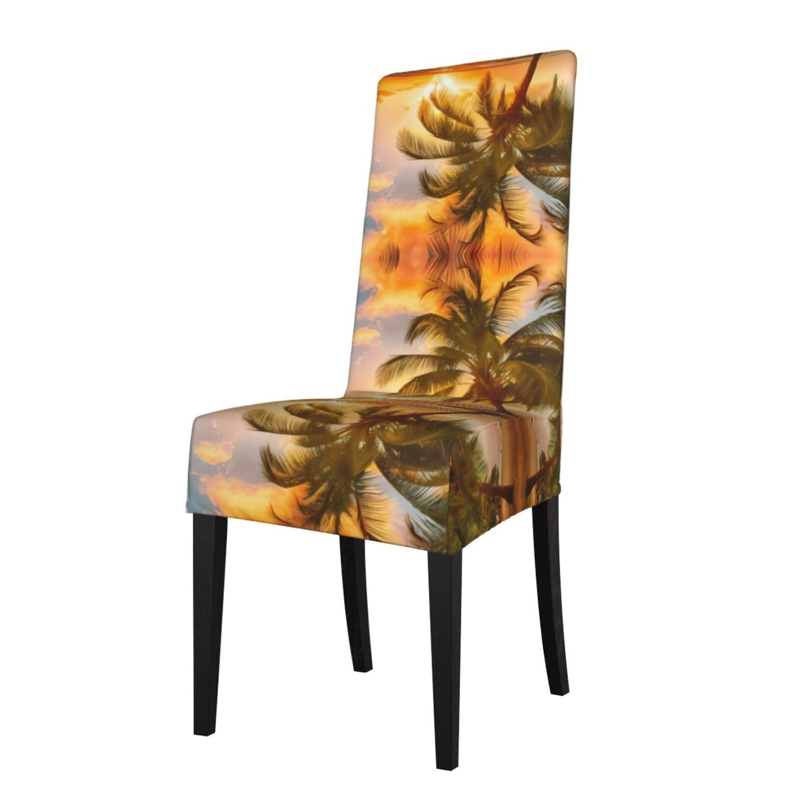 HJFCZH Sunset at The Beach Prints Protection Cover for Dining Chair - Stretchable Chair Throw Covers for Dining Room, Hotel Event Party
