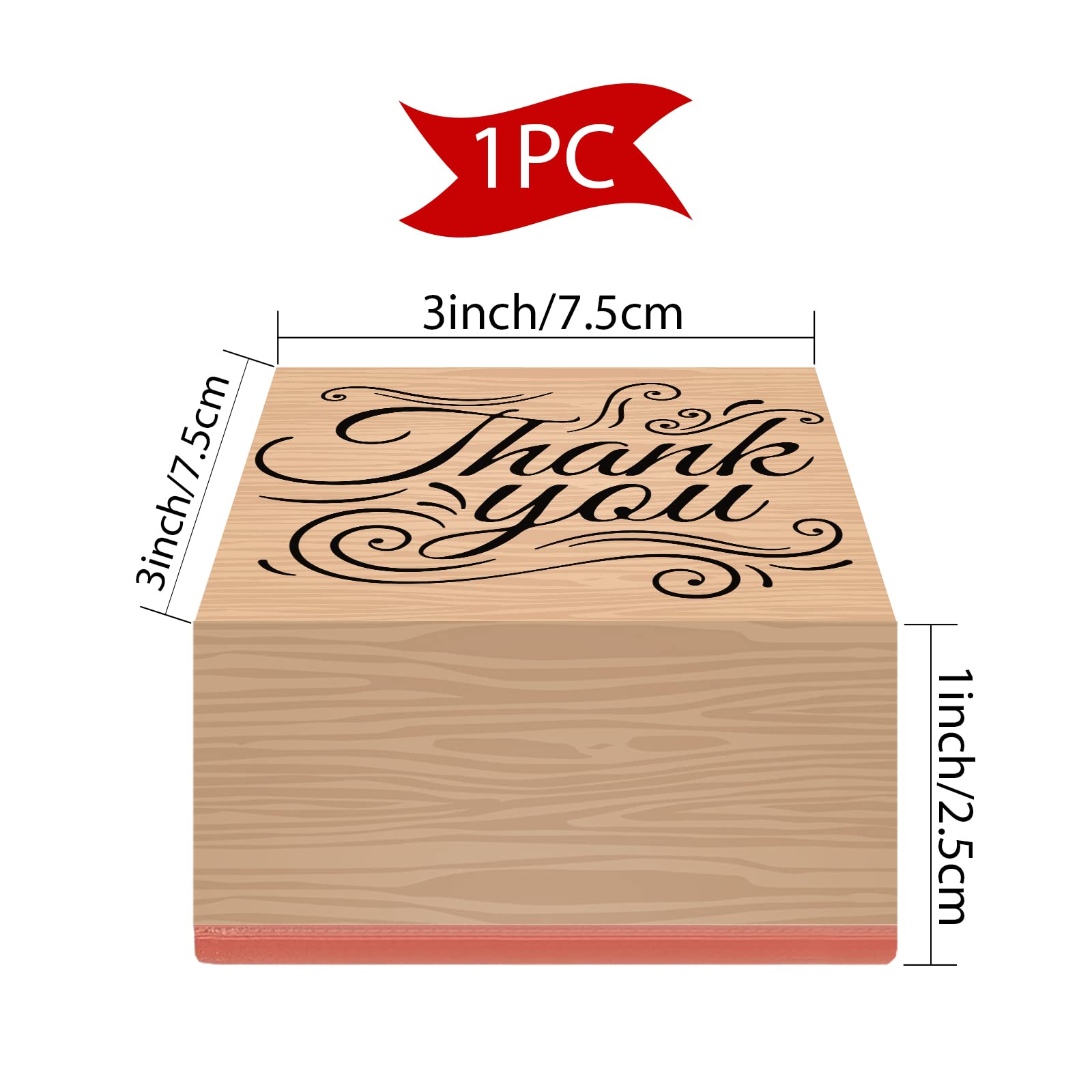 CRASPIRE Wooden Rubber Stamp Thank You Decorative Wood Stamps Vintage Wood Mounted Rubber Stamps for Card Making DIY Art Crafts Scrapbooking Journal Diary Letter Planner - Image 2
