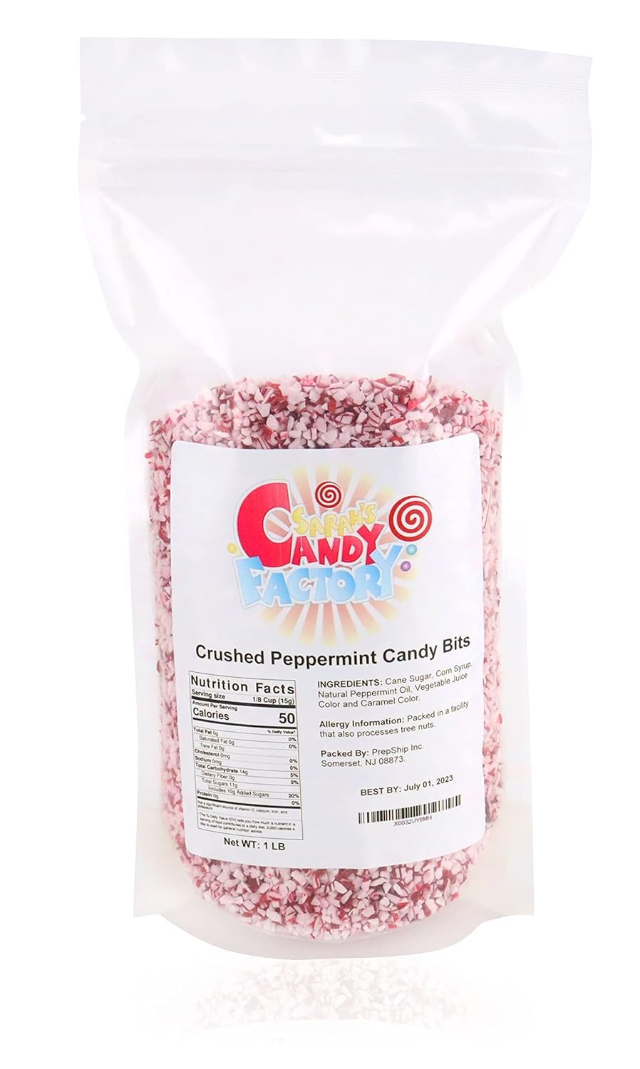 Sarah's Candy Factory Crushed Peppermint Candy Pieces Bits in Jar (10 Lbs)