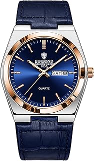 Relógio de masculino com pulseira em couro azul movimento de quartzo
