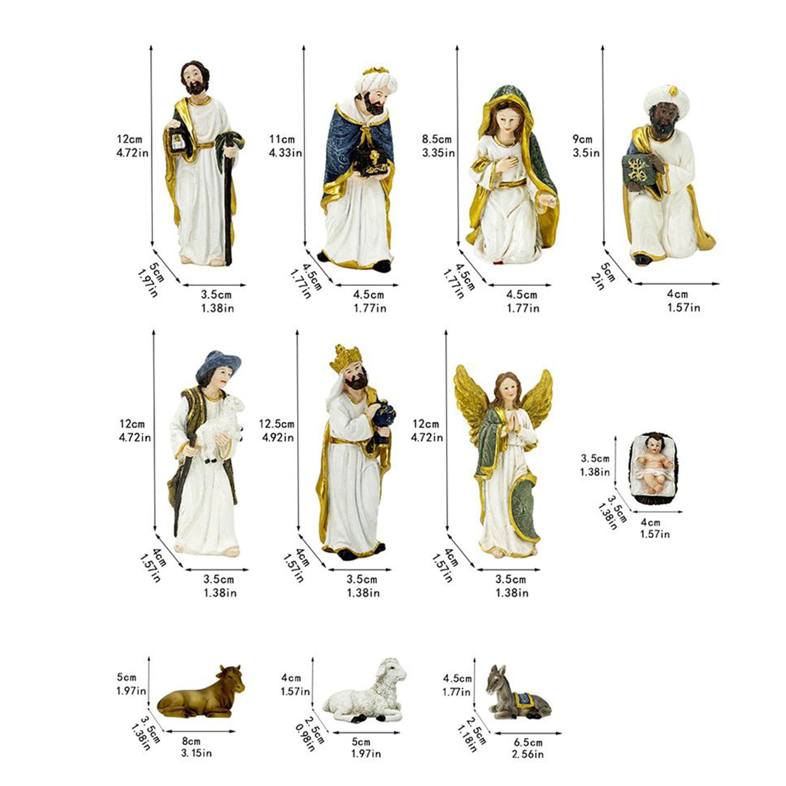 Set di Figurine del Presepe Statue ornamentali cristiane cattoliche | Sculture Religiose della Nascita di Gesù in Resina per famiglie cattoliche chiesa casa tavolo Natale da interno ornamenti