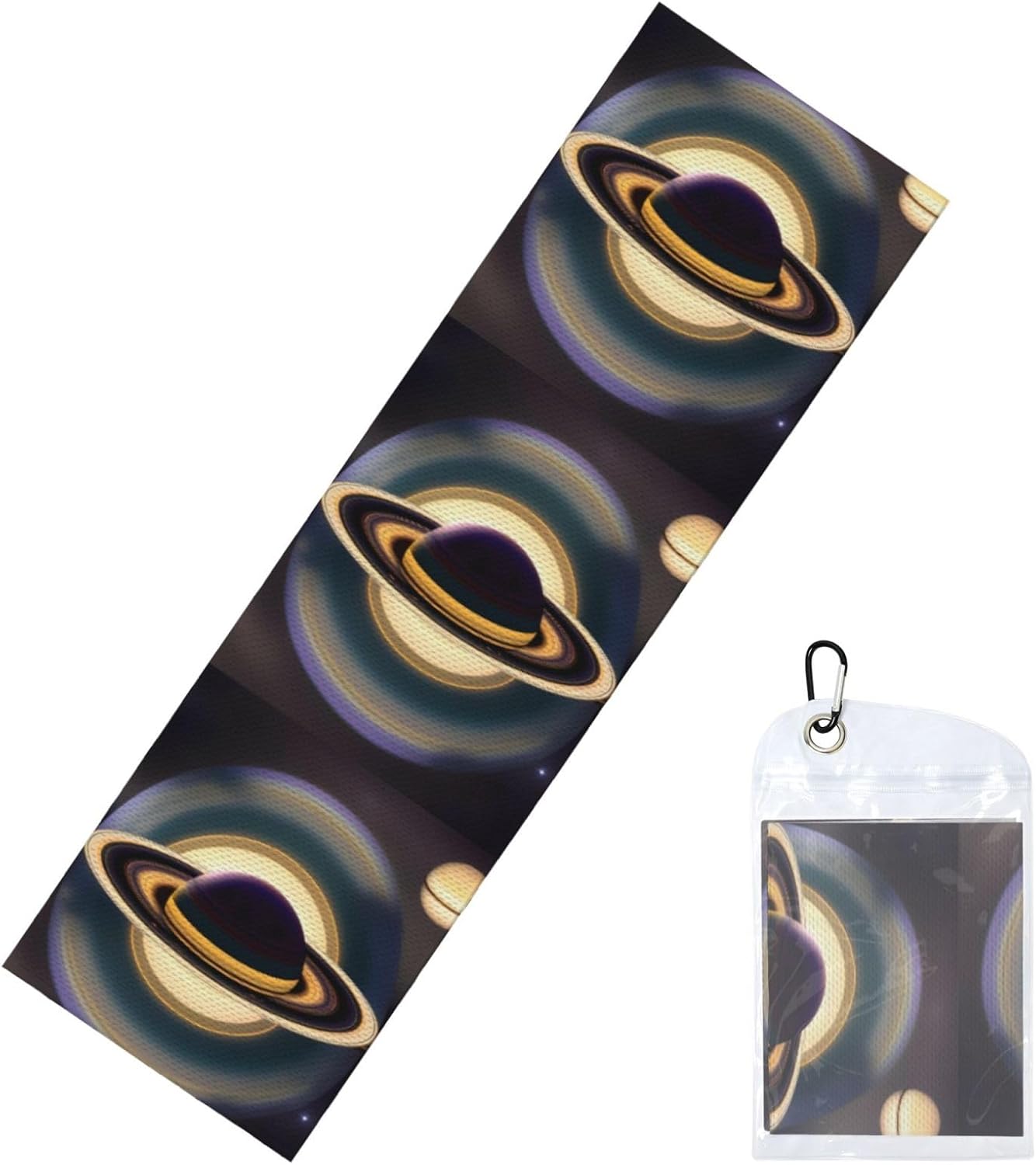 Chilled Sports Towel 12×40 in Ice Towel Soft Breathable Chilly Towel for Yoga Sport Running Gym Workout Fitness Beautiful Saturn Picture, Black