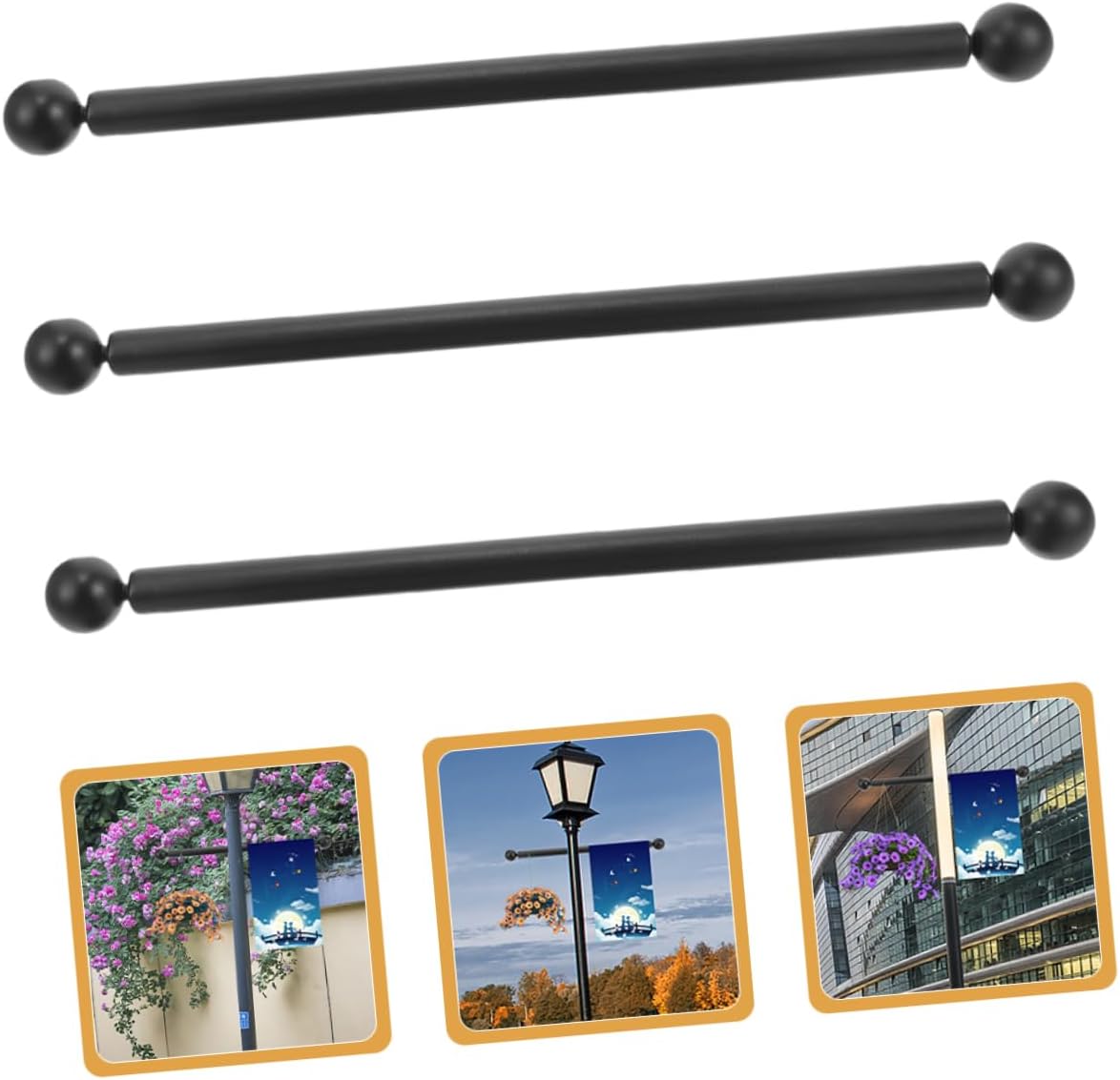 3pcs Lamp Post Cross Arm Handle Replacement Set Metal Light Pole Flag Holder for Use Durable and Stylish Design for Garden Lighting and Flag Display