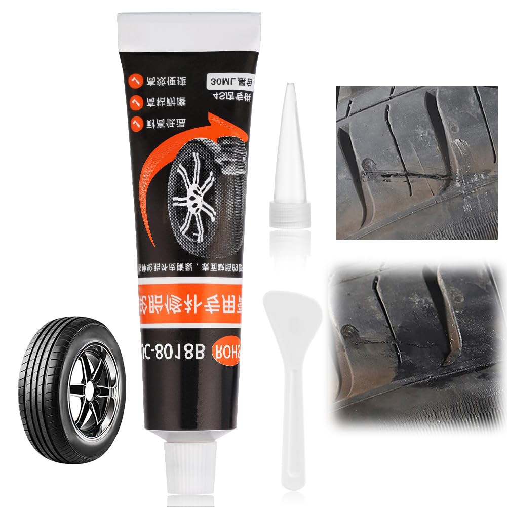 Flintronic Colla per Riparazione Pneumatici 30ml, Sigillante Auto con Ugello e Raschietto