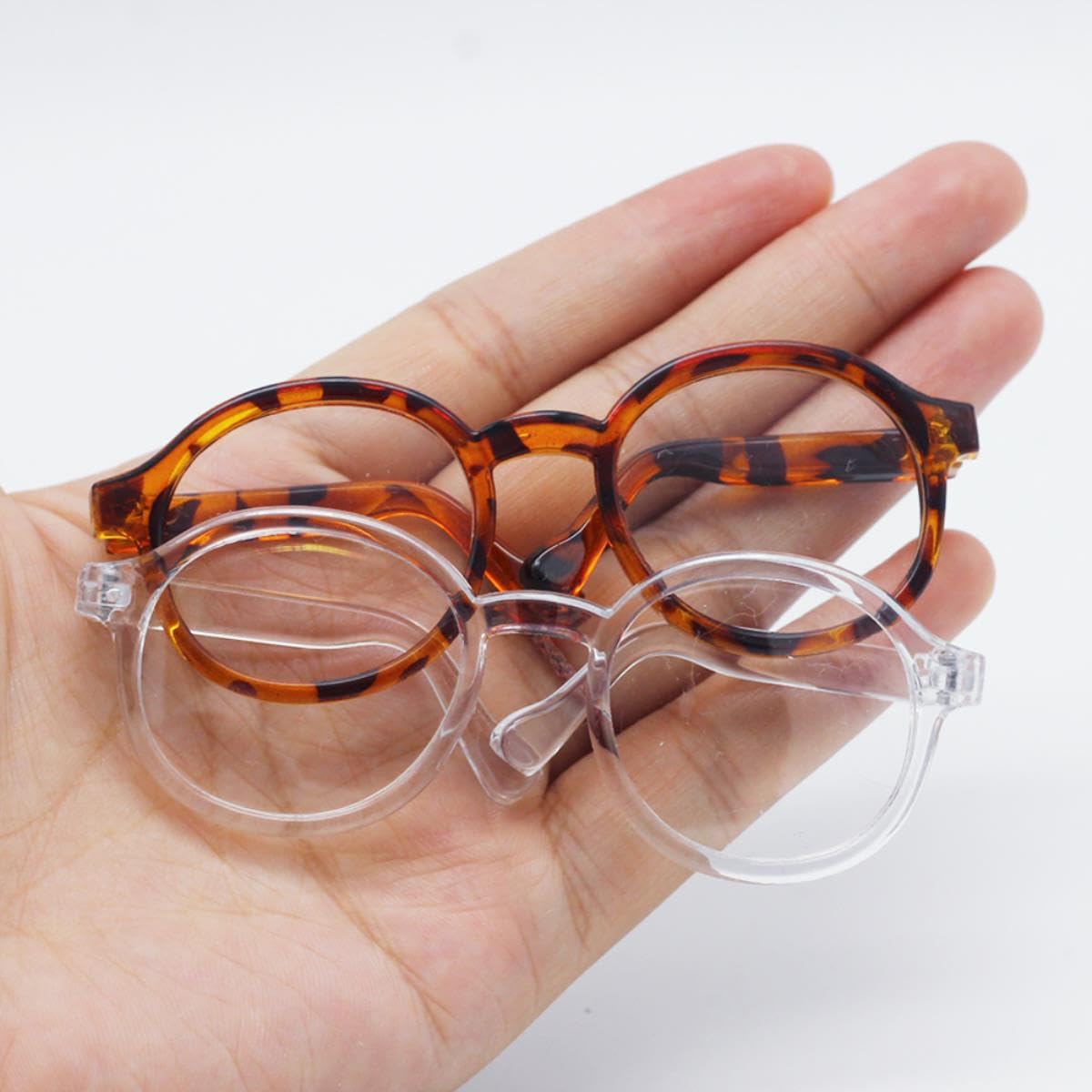 1 pièces accessoire de lunettes de poupée en peluche lunettes rondes transparentes 6.5/9.5cm pour accessoires de poupée-6.5cm orange