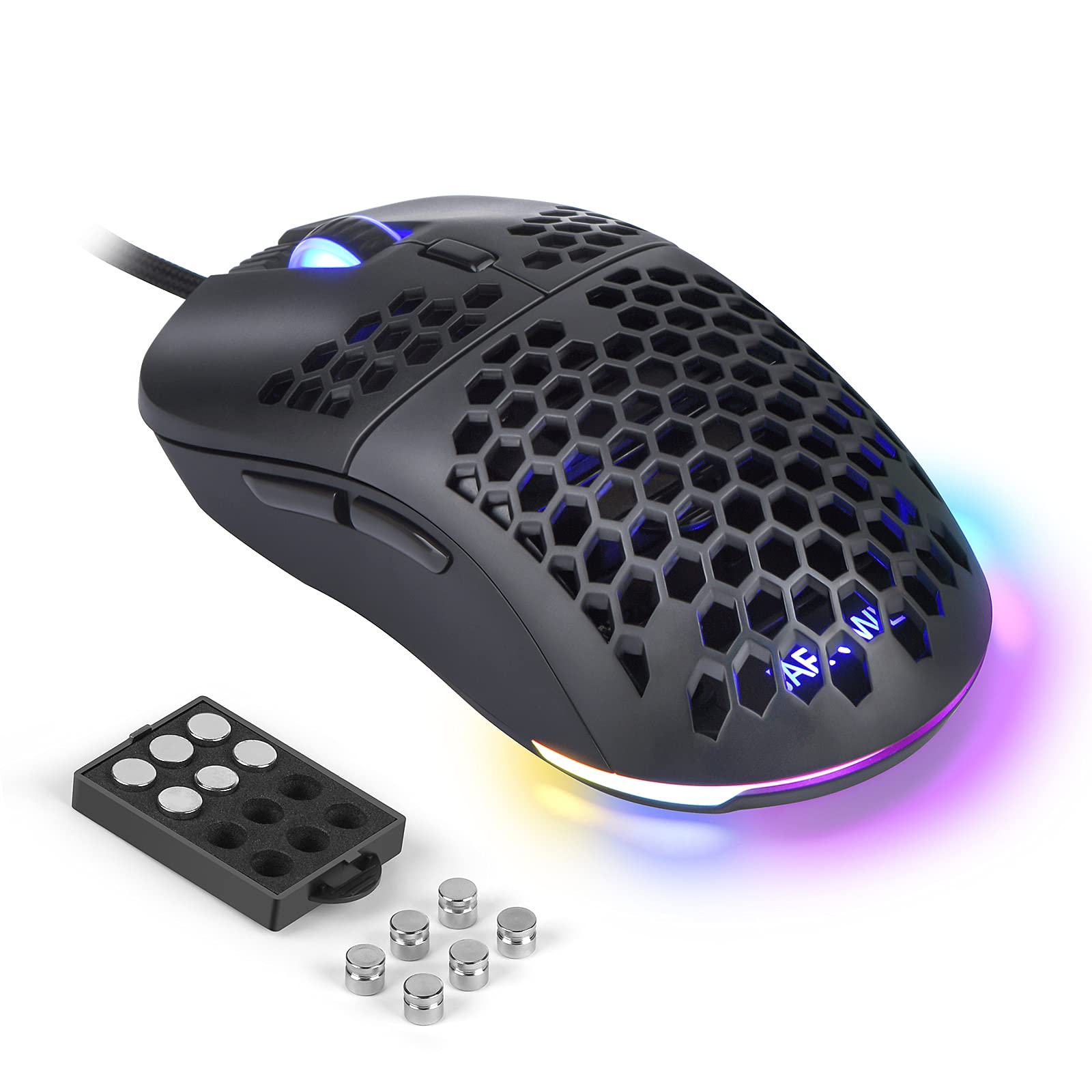 Amazon.com: Lightweight Wired Gaming Mouse with Lightweight Honeycomb Shell  with 7 Button RGB Backlit 16000 DPI Optical Sensor Ultralight Ergonomic 30G  Honeycomb Shell Ultraweave Cable for PC Xbox PS4 Gamer : Video Games
