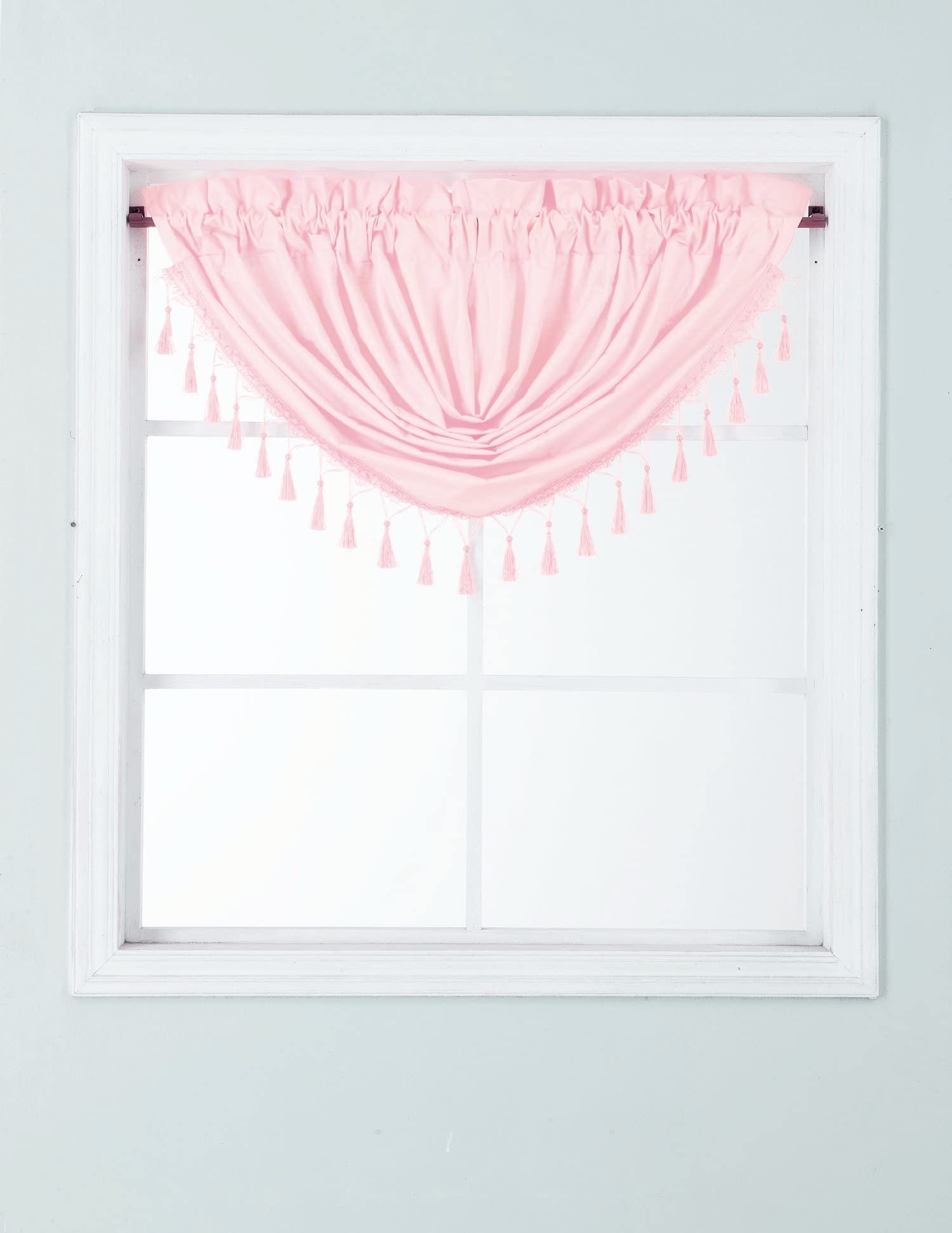 Gorgeous Home Linen RS8 1 Piece Window Curtain Valance Swag Microfiber with Tassels Waterfall Rod Pocket Lined Light Filtering Blackout 48 Wide x 38