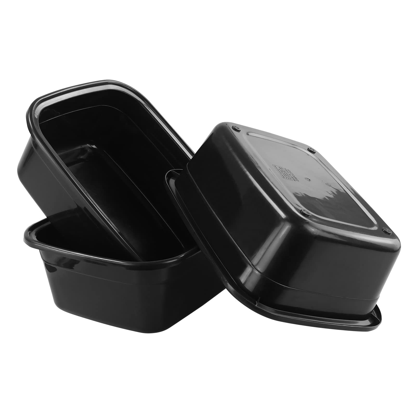 Grand Bac à Vaisselle Rectangulaire en Plastique, 15 L Bassin en Plastique, Noir, Lot de 3