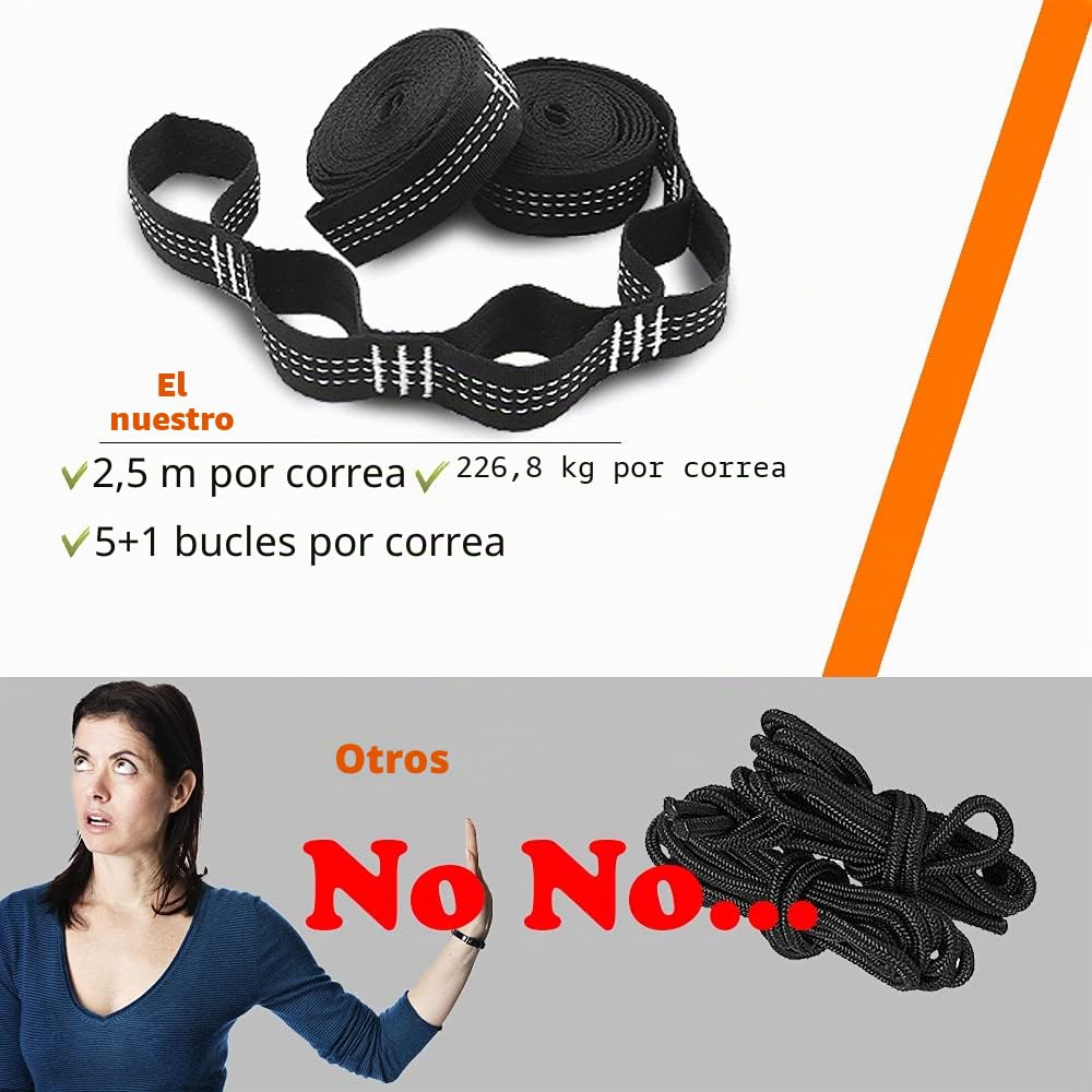 AnorTrek Hamaca de Camping, Súper Ligera y Portátil, de Paracaídas con Dos Correas para Árboles, Hamacas de Viaje de Nylon Individuales o Dobles para Acampar, Mochilero y Senderismo