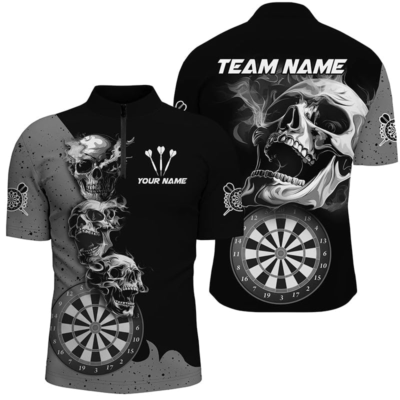 Personalized Dart Jerseys for Men, Dart Shirts for Men, Personalized 3D Darts Board Men Quarter-Zip Shirts