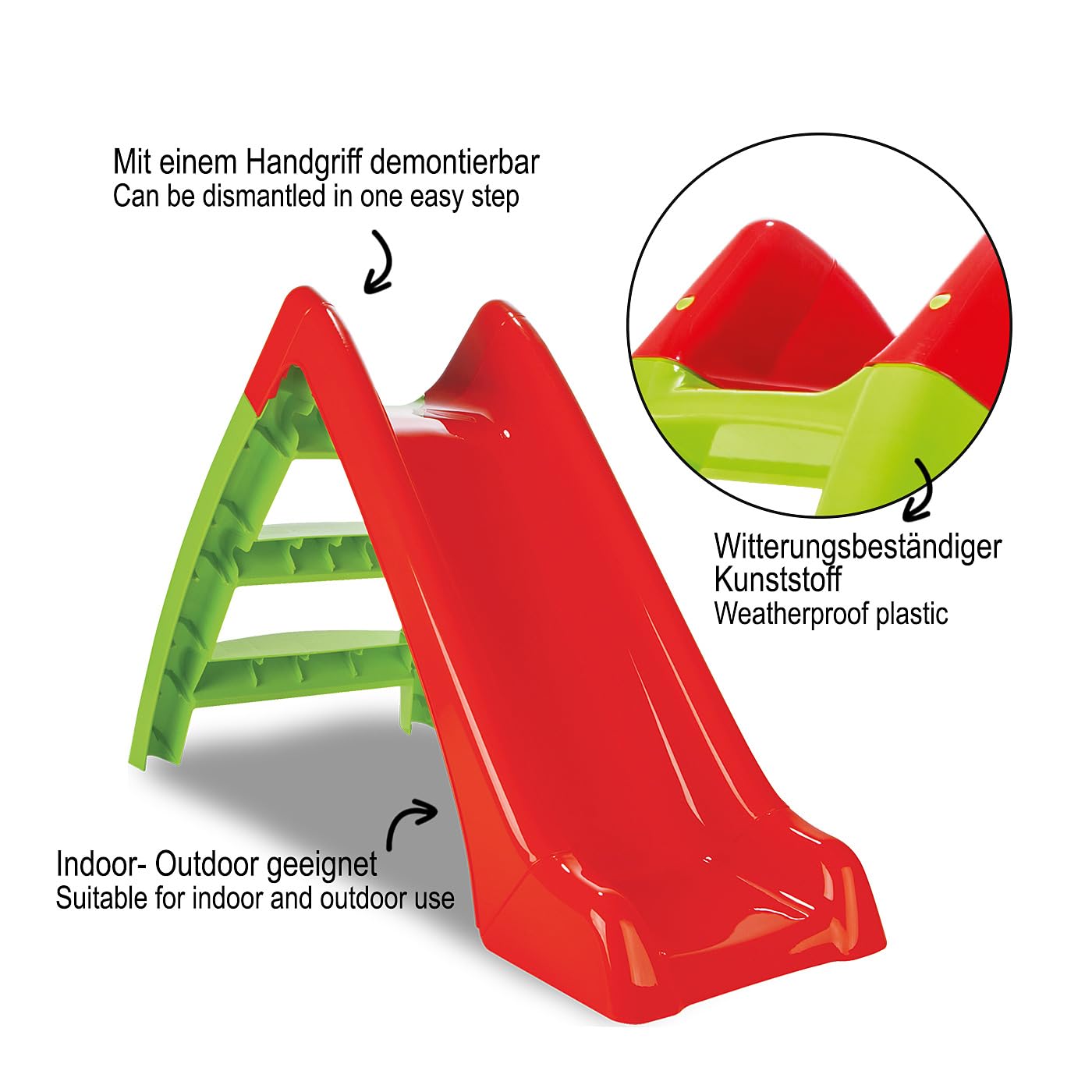 Jamara 460265 - Scivolo Happy Slide - Adatto per Interni ed Esterni, Rosso/Verde