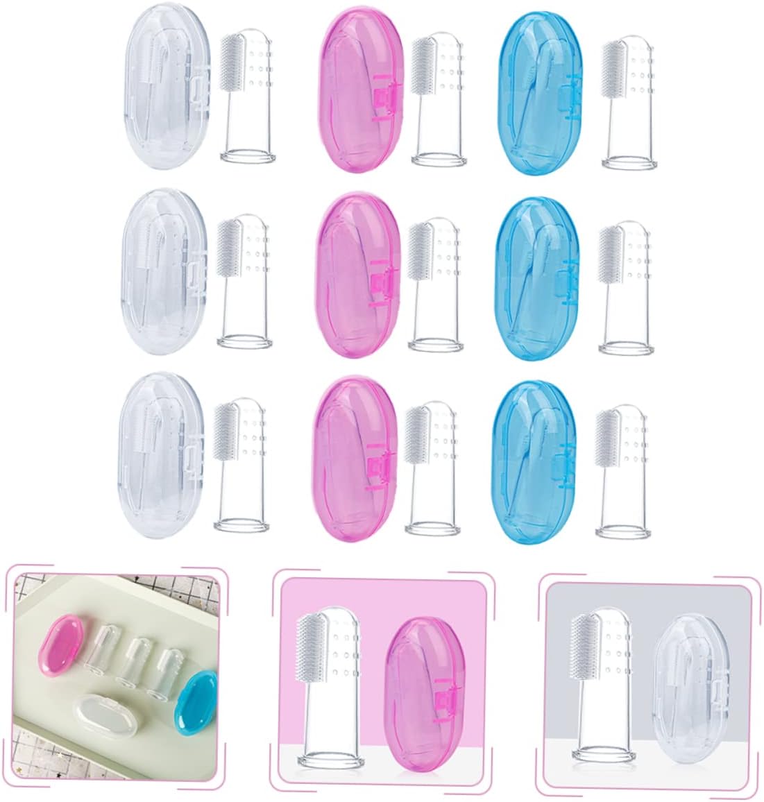 Didiseaon 9pcs Silicone Brush for Boys and Girls Newborn Toothbrush Teething Brush for Boy Girl