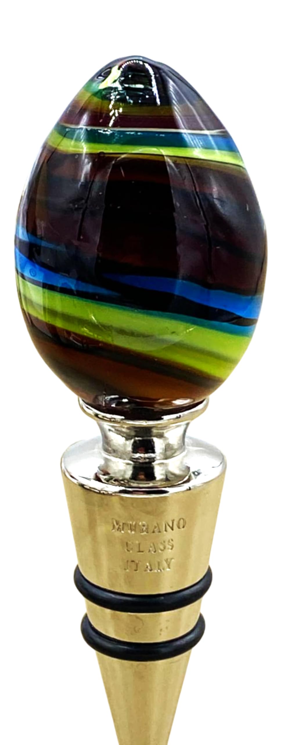 Bouchon de bouteille en verre de Murano et acier inoxydable
