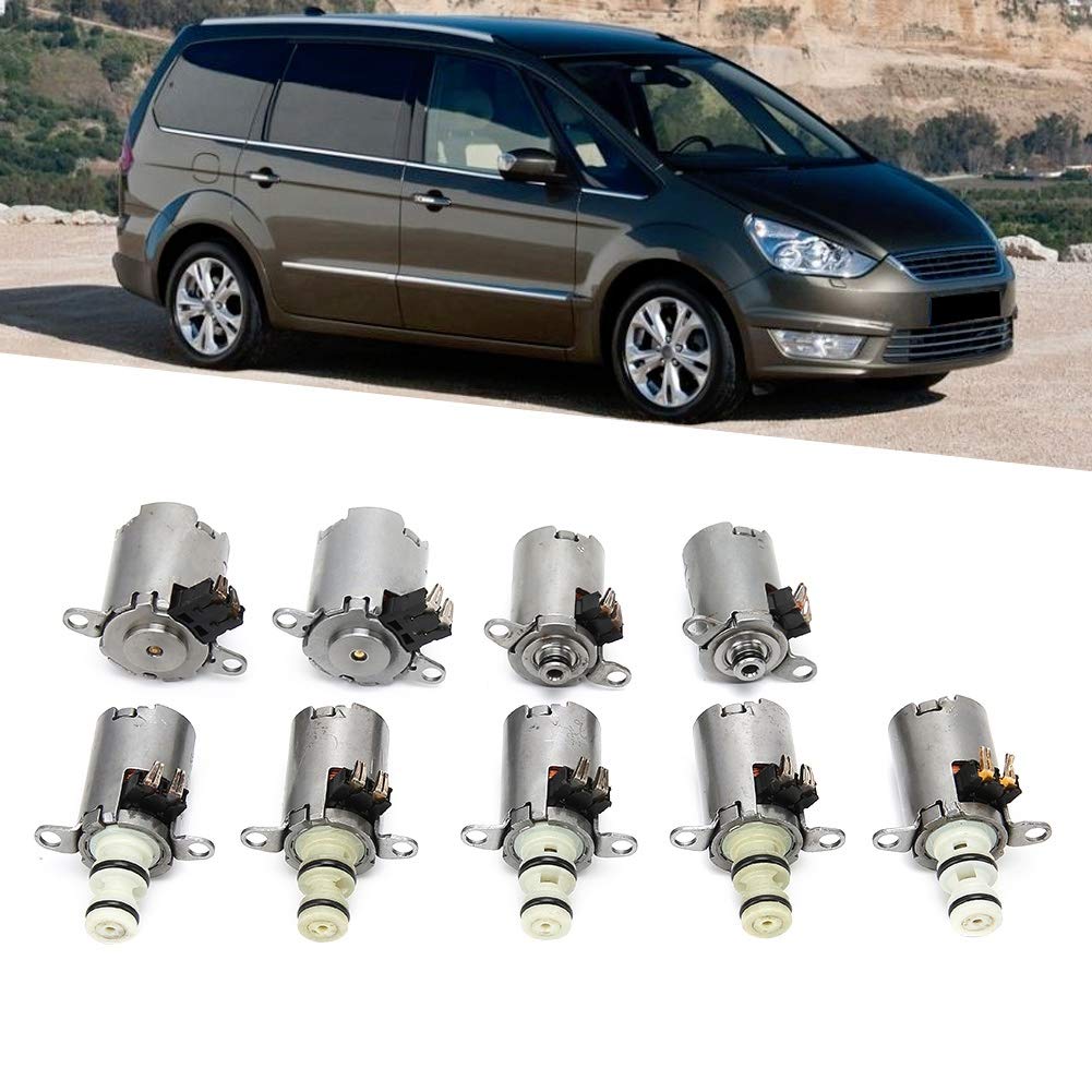 Qiilu 9-teiliges Getriebemagnetventil, 6-Gang MPS6 6DCT450 Getriebemagnetkit Passend für Focus/C-/Galaxy//Mondeo