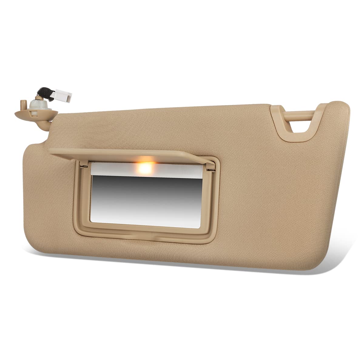 Auto Dynasty Factory Style Sun Visor Sunshade with Mirror and Vanity Light Compatible with Honda Accord 08-12, Driver Left Side, Tan