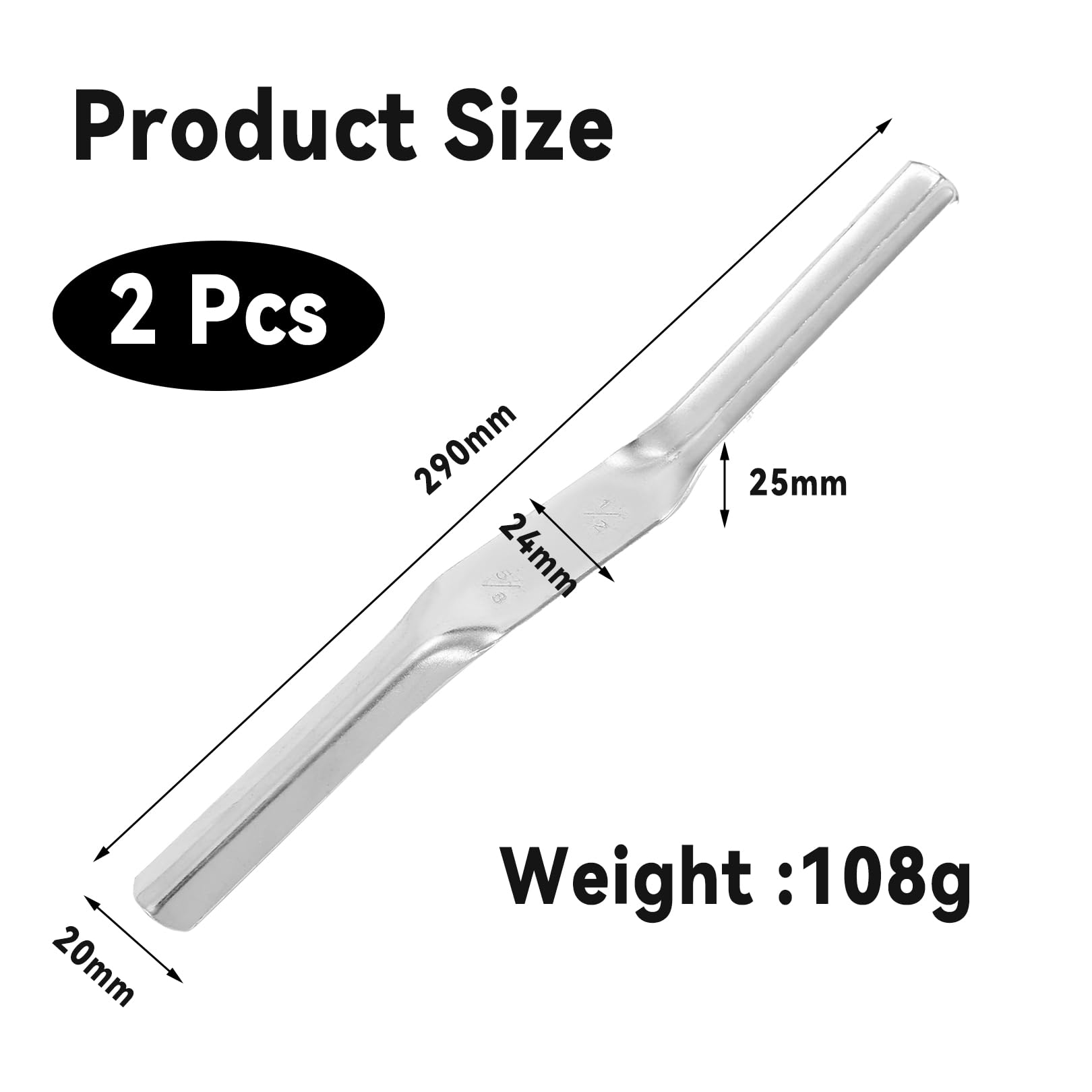 2 PCS Brick Jointer for Masonry,Pointing Tool with Brick,Jointer Bricklaying Silver,Stainless Steel Convex Mortar Jointer,Double End Mortar Finishing Tool for Builders and Bricklayers - Image 2
