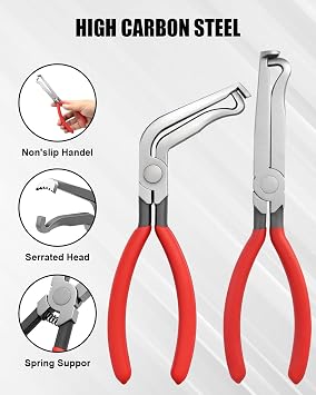 4Pcs Electrical Disconnect Pliers for Cars, Automotive Electrical Connector Removal Tool with 18Pcs Terminal Pin Removal Tool, Connector Separator and Hose Clamp Pliers in Storage Box