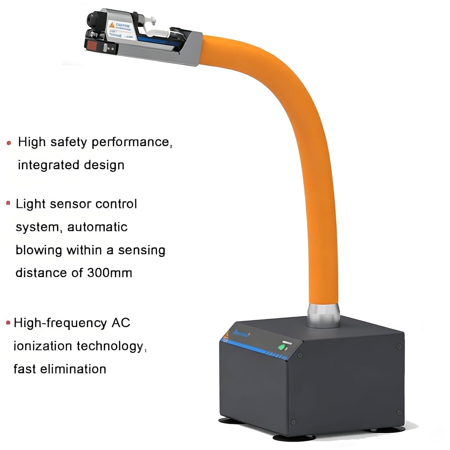 Eliminatore di Elettricità Statica con Rilevamento Automatico, Pistola Ad Aria Antistatica, Tubo A Forma di Serpente Lungo 350 Mm, Flusso d'Aria Regolabile, per Riparazioni Elettroniche