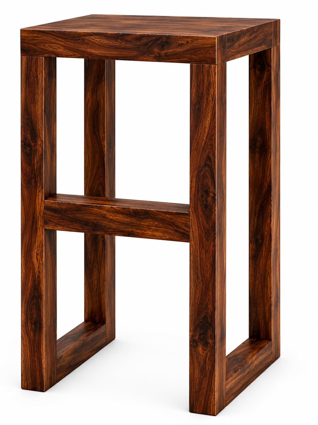 Solid Sheesham Wood Bar Stool, 73x36x35 cm, Walnut Finish | Backless Design, Footrest Support, Natural Wood Grain, Bar Height Seating, Open Frame Structure-image-41