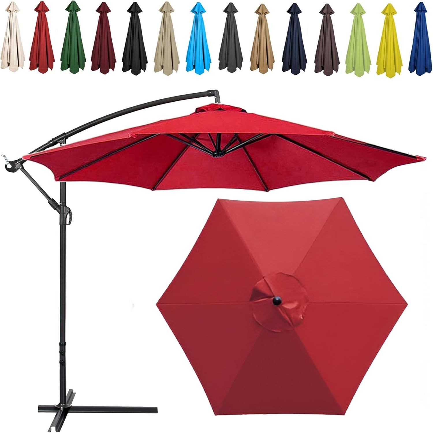 Patio Umbrella Replacement Canopy Square Cantilever Top Cover Outdoor,Replacement Canopy for 2m/2.7m/300cm Umbrella, 6/8 Ribs, Durable Fabric, White Sunshade Cover, Easy Installation, Upgrad