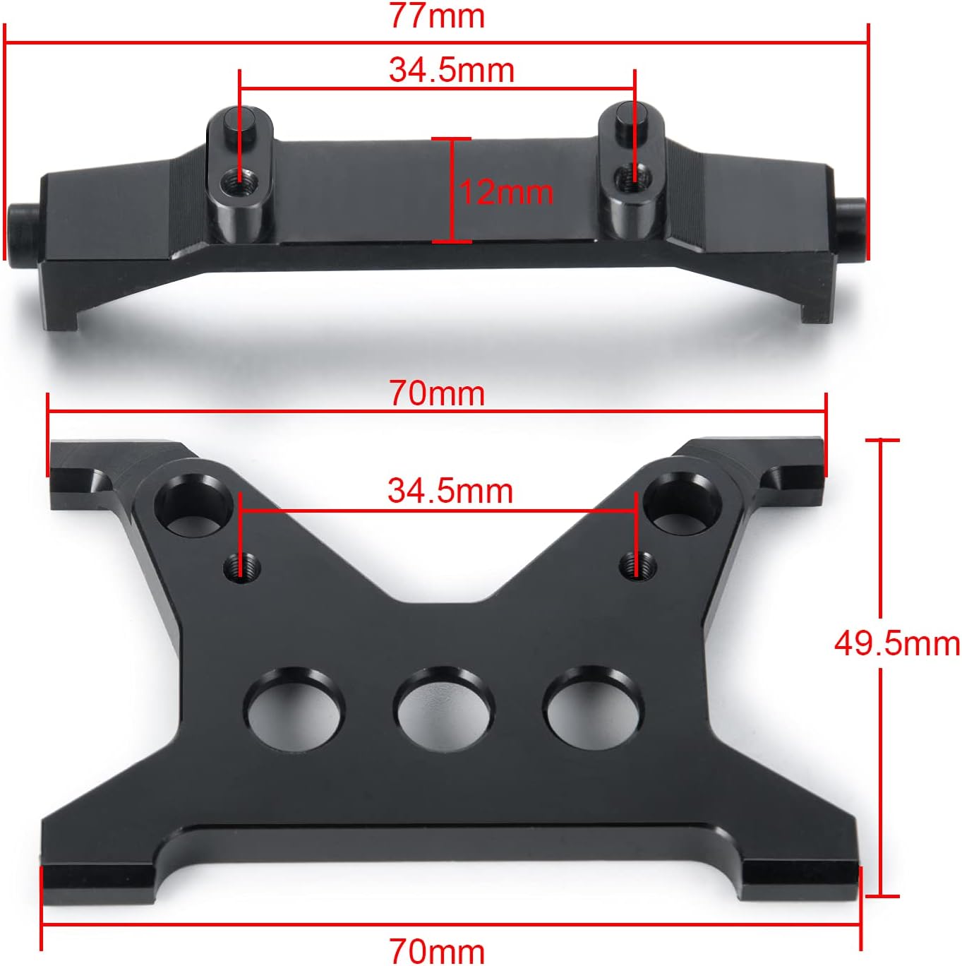 Aluminum Alloy RC Battery Tray Bracket Stand for 1/10 Axial SCX10 III AXI03007 RC Crawler Car Upgrades Parts Accessories, Battery Tray Bracket Fixed Seat Brace (Black)