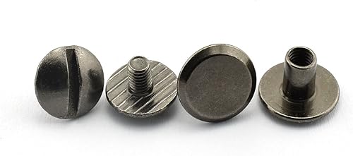 Miniatura 3 de LQ Industrial 120 juegos de tornillos Chicago M4X6mm cabeza ranurada redonda de acero al carbono tornillos de encuadernación remache libro