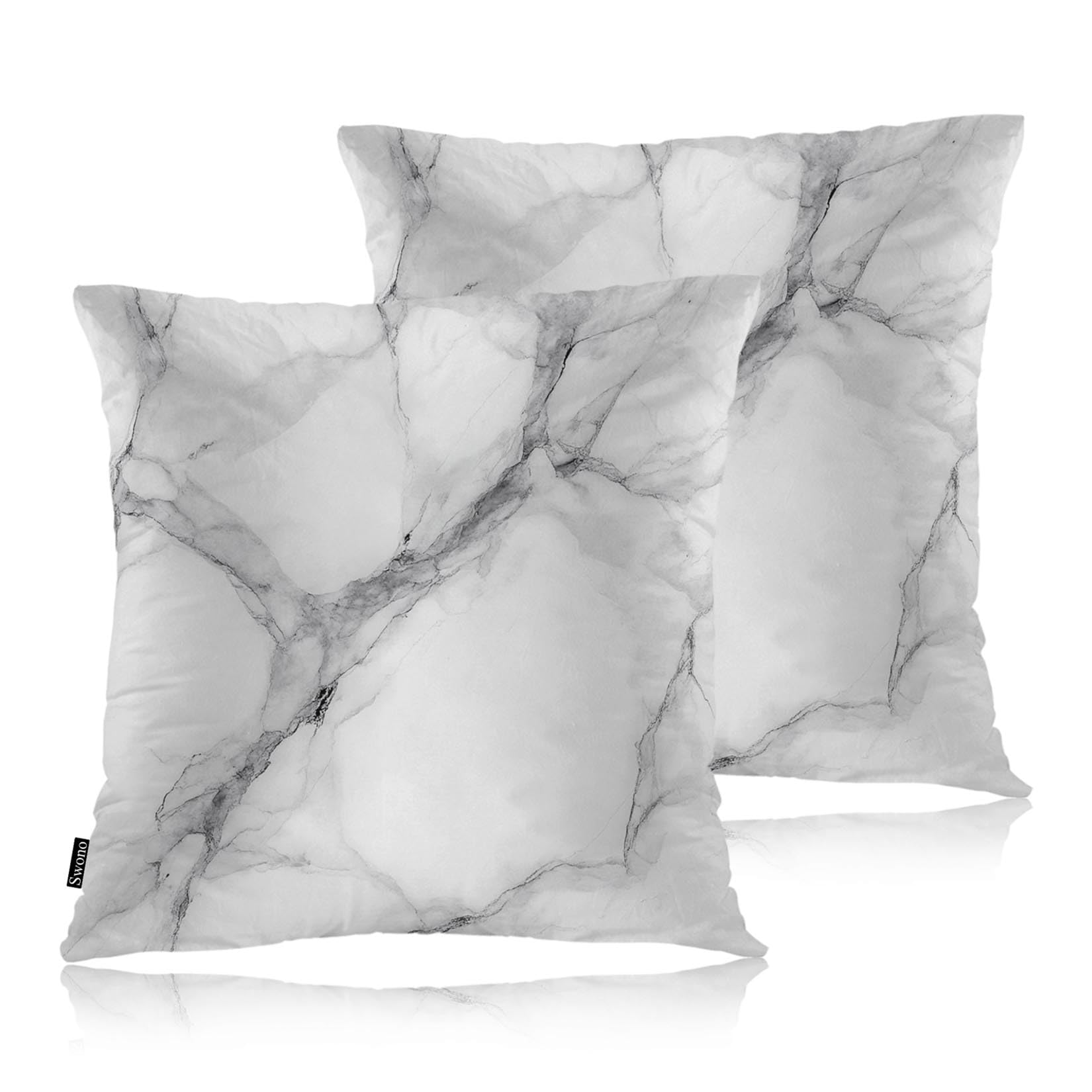 Swono Marble Pattern Decorative Throw Pillows Covers, Smoky Ink Marble Square Pillow Cushion Covers for Man Woman, Pillowcases Decor for Home Sofa Bed
