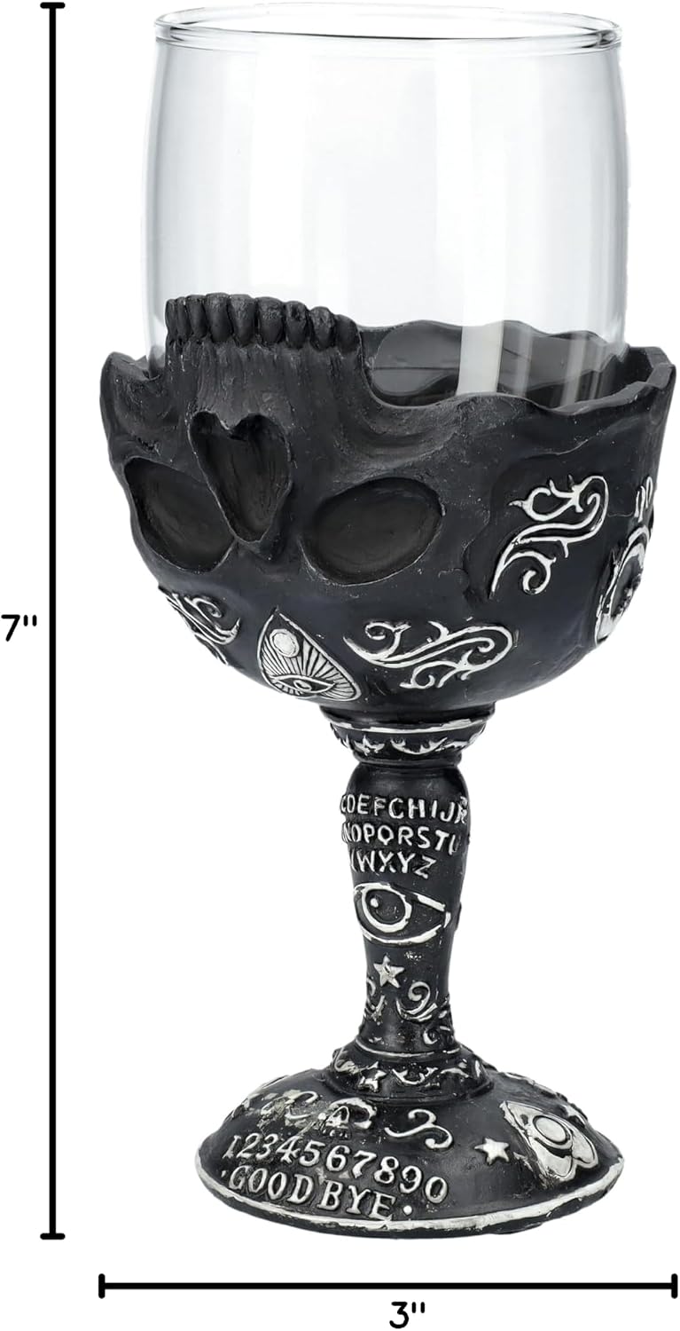 Pacific Giftware Spirit Board Glass Goblet Gothic Skull Ouija Goblet for Dark Rituals, Wicca, and Halloween Drinkware