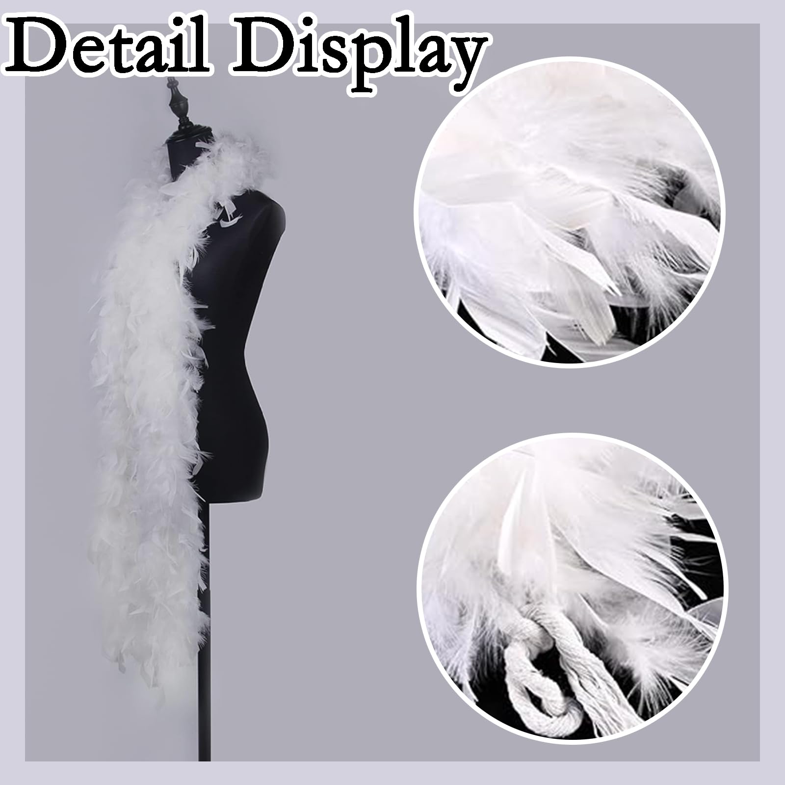 WORUIB Feather Boa, White, 2m, Adult Unisex Accessory for Dance Wedding, Party, Cosplay - Image 3