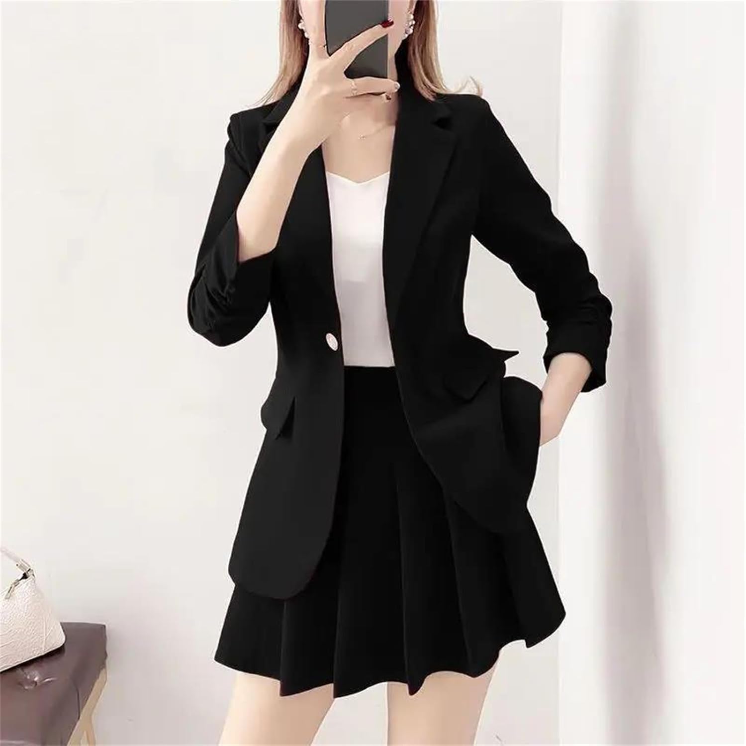 Women’S Outfit Summer Two Piece Set for Women Suit with Skirt and Blazer Short 2 Sets Clothes Blazer Pencil Skirt