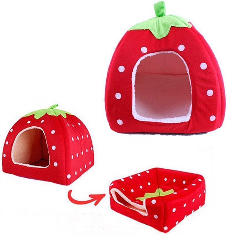 review ttnight Cute Soft Cotton Strawberry Pet Dog Cat House Kennel Doggy Bed Cushion Basket (Red, Medium)