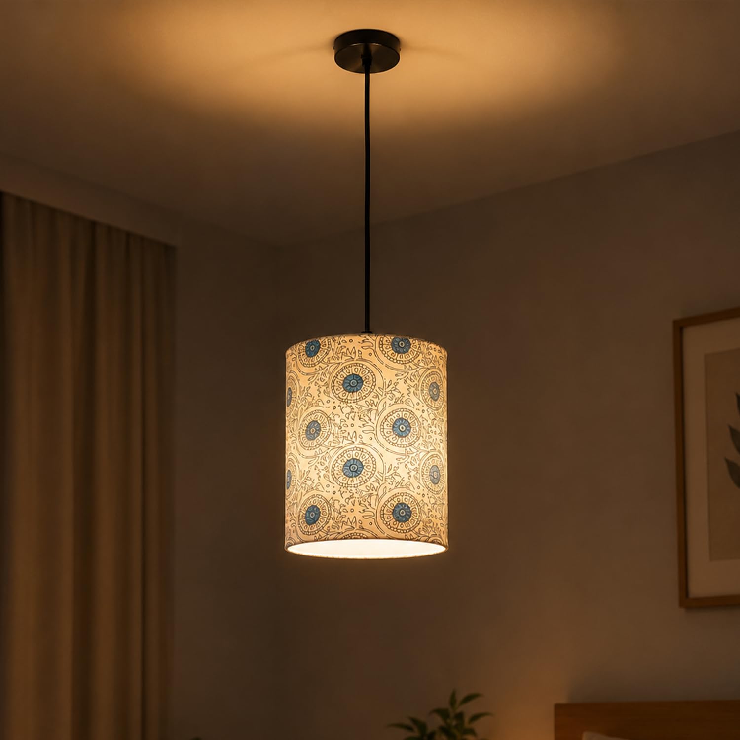 Amazon Basics Pashan Bloom Pendant Lamp | Decorative Polyester Shade with E14 Holder | Pendant Light for Living Room, Dining Area, Bedroom & Home Décor-image-44