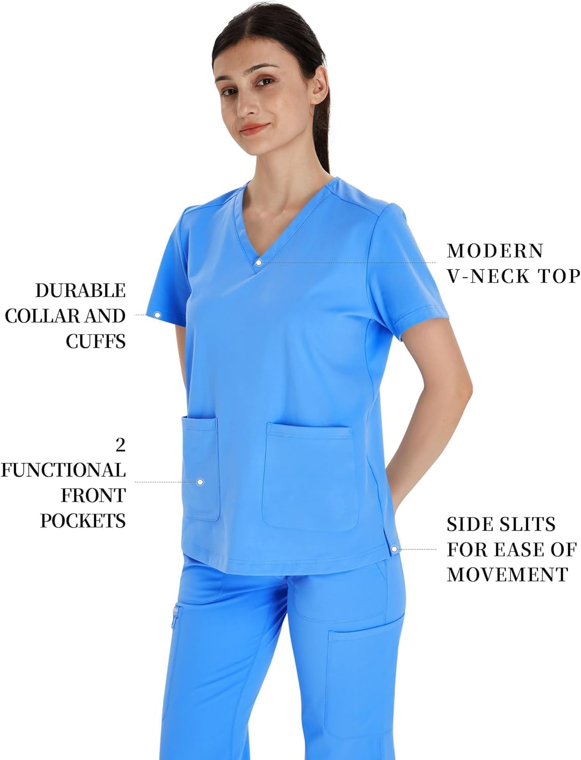 Scrub Tops for Women V-Neck Classic Fit with Two Pockets for Medical Uniforms Four-Way Stretch, Anti-Wrinkle - Image 4