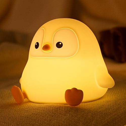Miniatura 8 de ATSUI Luz nocturna de pingüino, lámpara LED de noche de animales, silicona de grado alimenticio, 2 niveles regulables, luz nocturna de guardería